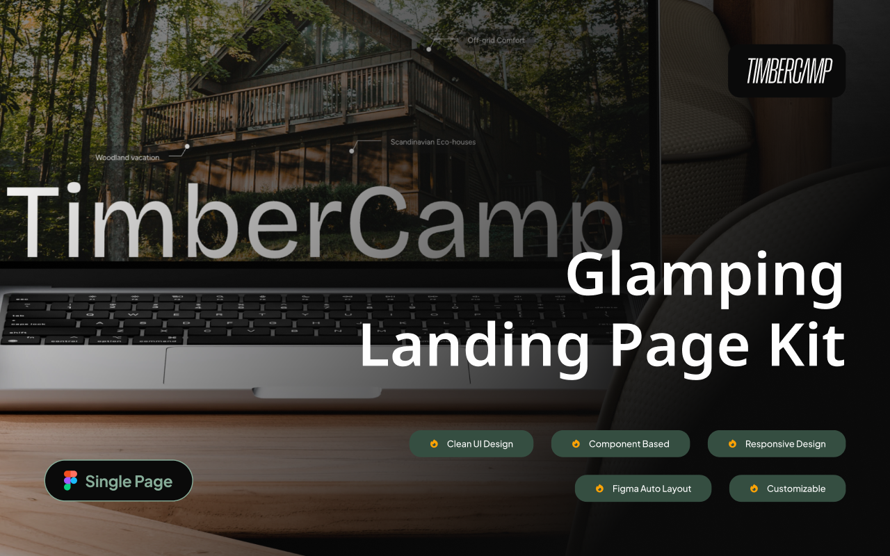 Kelas Timbercamp - Camping Site Landing Page  Figma Template UI Kit di BuildWithAngga